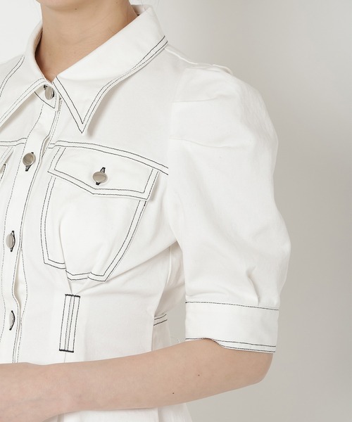 REDYAZEL（レディアゼル）の「デニムポケットパワショルロングワンピース（ワンピース・レディース・ネイビー/ブルー/オフホワイト・FREE）」の12枚目の写真