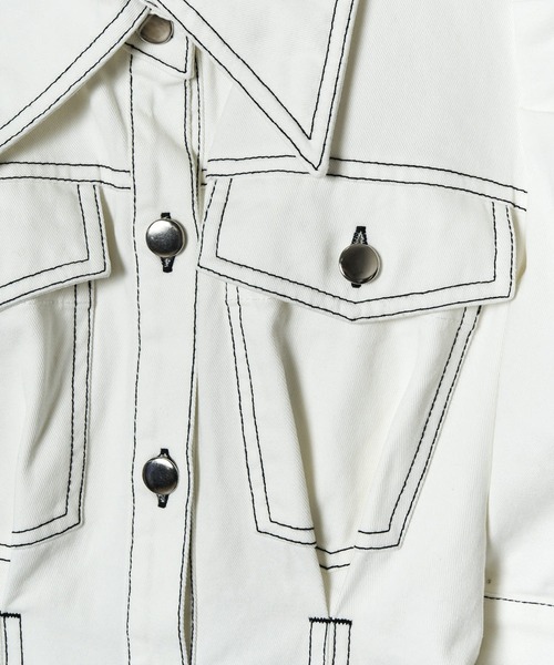 REDYAZEL（レディアゼル）の「デニムポケットパワショルロングワンピース（ワンピース・レディース・ネイビー/ブルー/オフホワイト・FREE）」の9枚目の写真