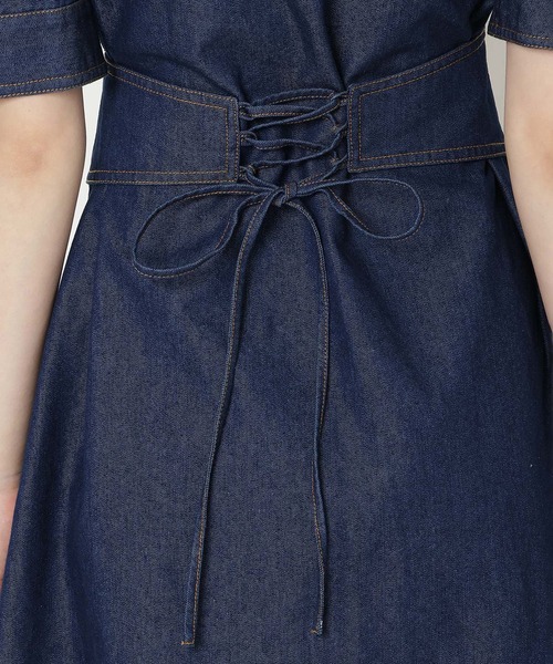 REDYAZEL（レディアゼル）の「デニムポケットパワショルロングワンピース（ワンピース・レディース・ネイビー/ブルー/オフホワイト・FREE）」の8枚目の写真
