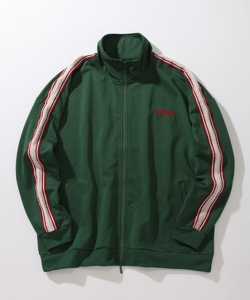 THRASHER（スラッシャー）の「【THRASHER/スラッシャー】ワンポイント ライントラックブルゾン（セットアップ対応）（ブルゾン・メンズ・グリーン/オフホワイト/ブラック/ベージュ・XL/M/L）」の4枚目の写真