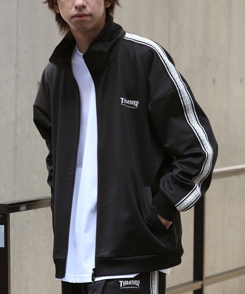 THRASHER（スラッシャー）の「【THRASHER/スラッシャー】ワンポイント ライントラックブルゾン（セットアップ対応）（ブルゾン・メンズ・グリーン/オフホワイト/ブラック/ベージュ・XL/M/L）」の12枚目の写真