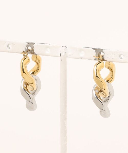 TUWAKRIM（トゥワクリム）の「【TUWAKRIM】ミックスカラーチェーンピアス（ピアス（両耳用）・レディース・ゴールド・FREE）」の2枚目の写真