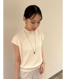 ハイネックブラウジングニットトップス【手洗い可能】