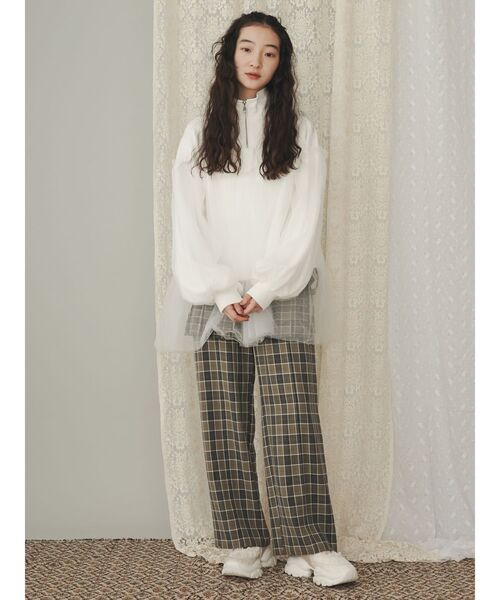 merry jenny（メリージェニー）の「checkプリーツスカパン（スラックス・レディース・グリーン/ブラック/ピンク・FREE）」の4枚目の写真