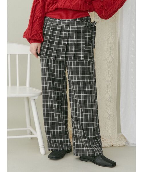 merry jenny（メリージェニー）の「checkプリーツスカパン（スラックス・レディース・グリーン/ブラック/ピンク・FREE）」の6枚目の写真