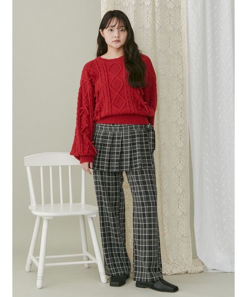 merry jenny（メリージェニー）の「checkプリーツスカパン（スラックス・レディース・グリーン/ブラック/ピンク・FREE）」の10枚目の写真