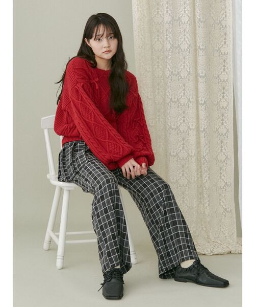 merry jenny（メリージェニー）の「checkプリーツスカパン（スラックス・レディース・グリーン/ブラック/ピンク・FREE）」の12枚目の写真