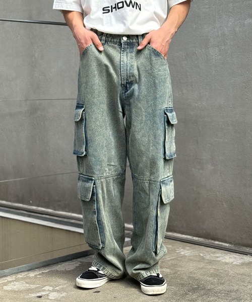 CIAOPANIC（チャオパニック）の「【ユニセックス】ヴィンテージライクフォースカーゴワイドデニムパンツ（デニムパンツ・レディース・ブルー/ブラック/グリーン・MEDIUM/LARGE）」の20枚目の写真