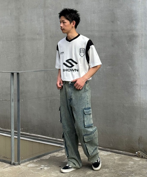 CIAOPANIC（チャオパニック）の「【ユニセックス】ヴィンテージライクフォースカーゴワイドデニムパンツ（デニムパンツ・レディース・ブルー/ブラック/グリーン・MEDIUM/LARGE）」の13枚目の写真