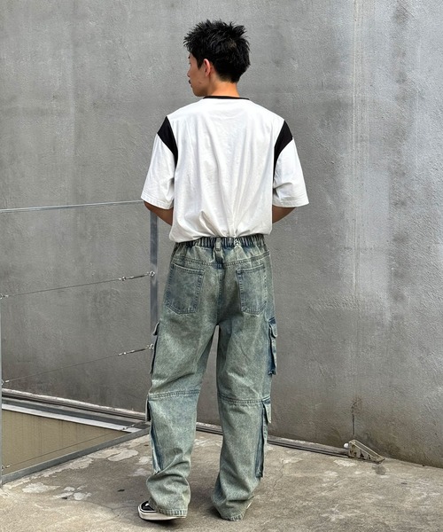 CIAOPANIC（チャオパニック）の「【ユニセックス】ヴィンテージライクフォースカーゴワイドデニムパンツ（デニムパンツ・レディース・ブルー/ブラック/グリーン・MEDIUM/LARGE）」の14枚目の写真