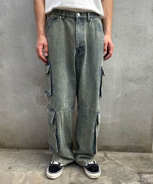 CIAOPANIC（チャオパニック）の「【ユニセックス】ヴィンテージライクフォースカーゴワイドデニムパンツ（デニムパンツ・レディース・ブルー/ブラック/グリーン・MEDIUM/LARGE）」の15枚目の写真