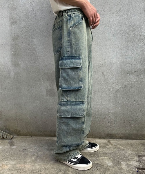 CIAOPANIC（チャオパニック）の「【ユニセックス】ヴィンテージライクフォースカーゴワイドデニムパンツ（デニムパンツ・レディース・ブルー/ブラック/グリーン・MEDIUM/LARGE）」の16枚目の写真