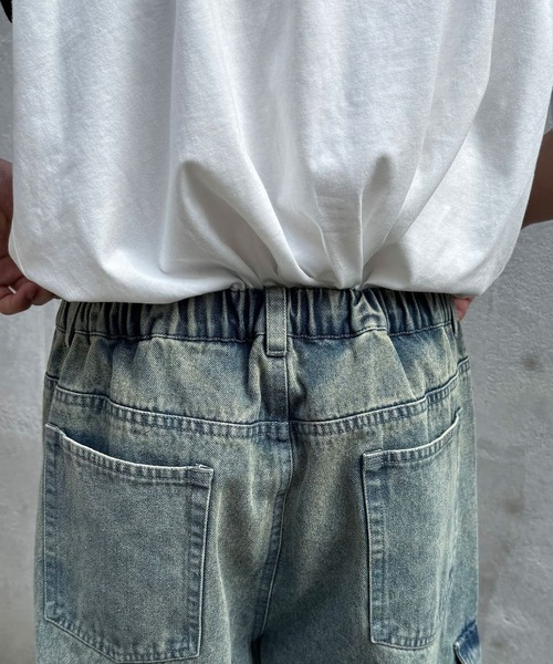 CIAOPANIC（チャオパニック）の「【ユニセックス】ヴィンテージライクフォースカーゴワイドデニムパンツ（デニムパンツ・レディース・ブルー/ブラック/グリーン・MEDIUM/LARGE）」の12枚目の写真