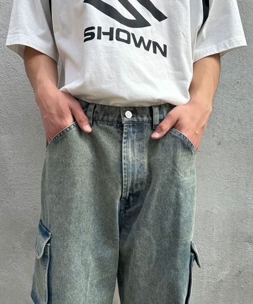 CIAOPANIC（チャオパニック）の「【ユニセックス】ヴィンテージライクフォースカーゴワイドデニムパンツ（デニムパンツ・レディース・ブルー/ブラック/グリーン・MEDIUM/LARGE）」の18枚目の写真
