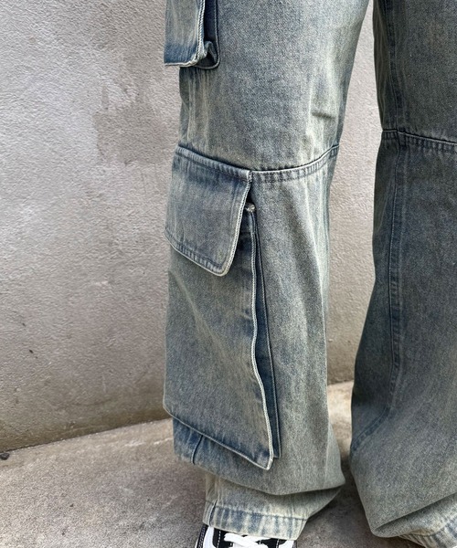 CIAOPANIC（チャオパニック）の「【ユニセックス】ヴィンテージライクフォースカーゴワイドデニムパンツ（デニムパンツ・レディース・ブルー/ブラック/グリーン・MEDIUM/LARGE）」の10枚目の写真