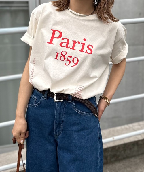 mi via loca(ミヴィアロカ)の「FRUIT OF THE LOOM ParisロゴTシャツ 【MVL027 ※2A】(Tシャツ/カットソー・レディース・ブラック/ナチュラル/オフホワイト・LARGE)」の3枚目の写真
