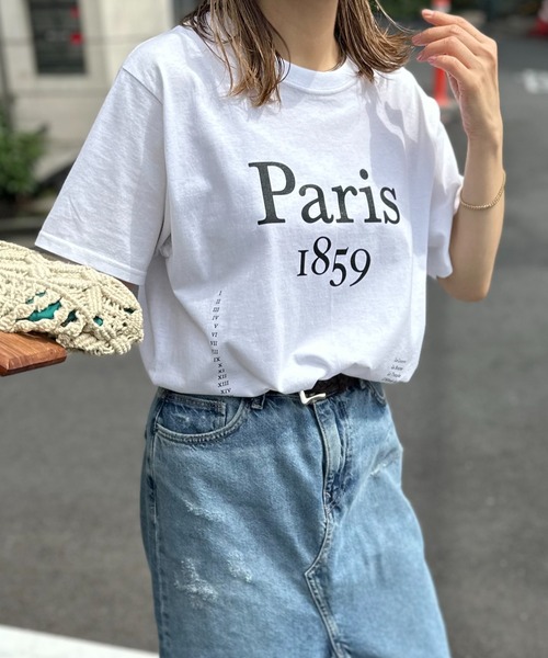 mi via loca(ミヴィアロカ)の「FRUIT OF THE LOOM ParisロゴTシャツ 【MVL027 ※2A】(Tシャツ/カットソー・レディース・ブラック/ナチュラル/オフホワイト・LARGE)」の1枚目の写真