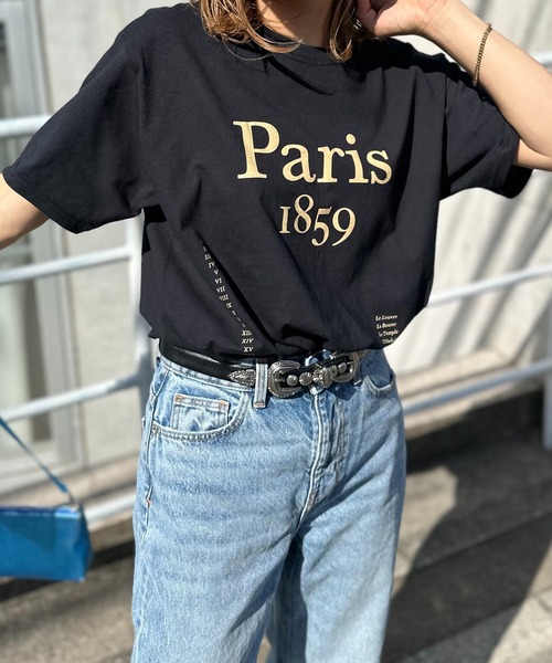 mi via loca(ミヴィアロカ)の「FRUIT OF THE LOOM ParisロゴTシャツ 【MVL027 ※2A】(Tシャツ/カットソー・レディース・ブラック/ナチュラル/オフホワイト・LARGE)」の2枚目の写真