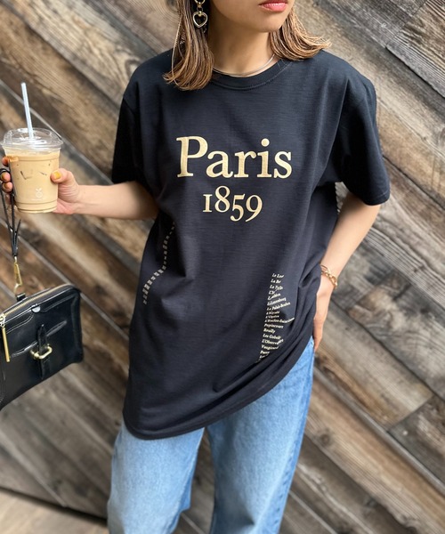 mi via loca(ミヴィアロカ)の「FRUIT OF THE LOOM ParisロゴTシャツ 【MVL027 ※2A】(Tシャツ/カットソー・レディース・ブラック/ナチュラル/オフホワイト・LARGE)」の12枚目の写真