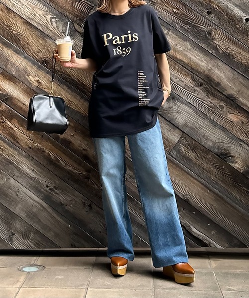 mi via loca(ミヴィアロカ)の「FRUIT OF THE LOOM ParisロゴTシャツ 【MVL027 ※2A】(Tシャツ/カットソー・レディース・ブラック/ナチュラル/オフホワイト・LARGE)」の7枚目の写真