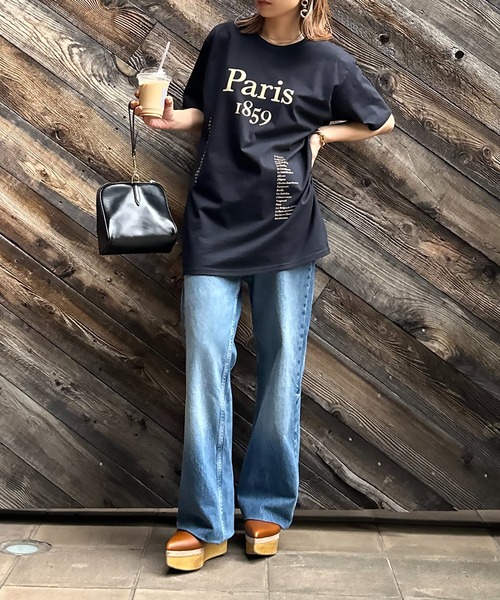 mi via loca(ミヴィアロカ)の「FRUIT OF THE LOOM ParisロゴTシャツ 【MVL027 ※2A】(Tシャツ/カットソー・レディース・ブラック/ナチュラル/オフホワイト・LARGE)」の8枚目の写真