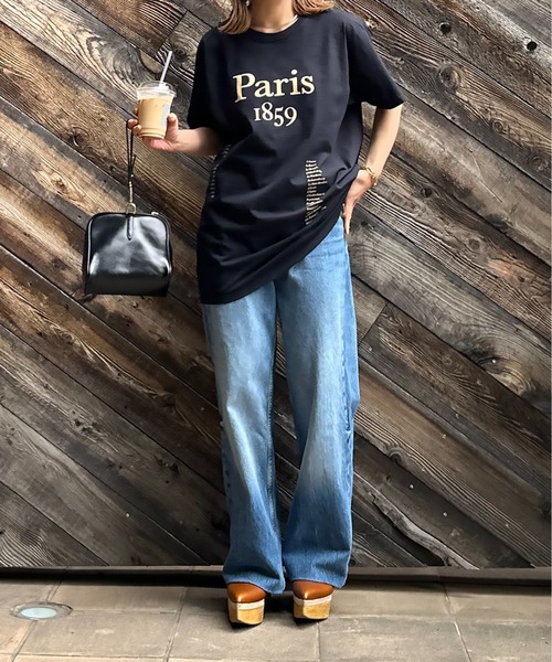 mi via loca(ミヴィアロカ)の「FRUIT OF THE LOOM ParisロゴTシャツ 【MVL027 ※2A】(Tシャツ/カットソー・レディース・ブラック/ナチュラル/オフホワイト・LARGE)」の9枚目の写真