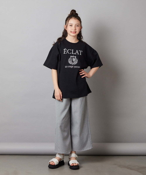セール】[140-150]エンブレム刺繍オーバーシルエットTシャツ（T