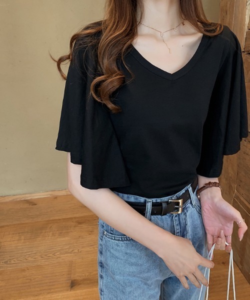 a lot of love(ア ロット オブ ラブ)の「フレアスリーブ カットソー(その他トップス・レディース・ブラック/オレンジ/ホワイト・FREE)」の3枚目の写真
