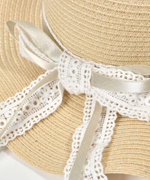 SLAP SLIP（スラップスリップ）の「フレアプリムリボン付き帽子(48~54cm)（ハット・キッズ・ホワイト/ベージュ・50cm/48cm/52cm/54cm）」の4枚目の写真