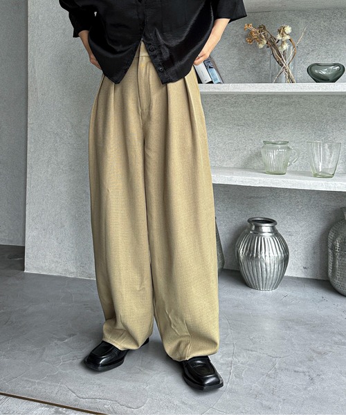 feepur（フェピュール）の「【セットアップ可】コンフォートツイードツータックカーブスラックス（スラックス・レディース・グレー/ベージュ/アイボリー/ブラウン・MEDIUM/SMALL）」の4枚目の写真