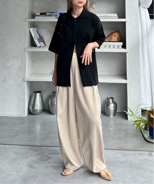 feepur（フェピュール）の「【セットアップ可】コンフォートツイードツータックカーブスラックス（スラックス・レディース・グレー/ベージュ/アイボリー/ブラウン・MEDIUM/SMALL）」の6枚目の写真