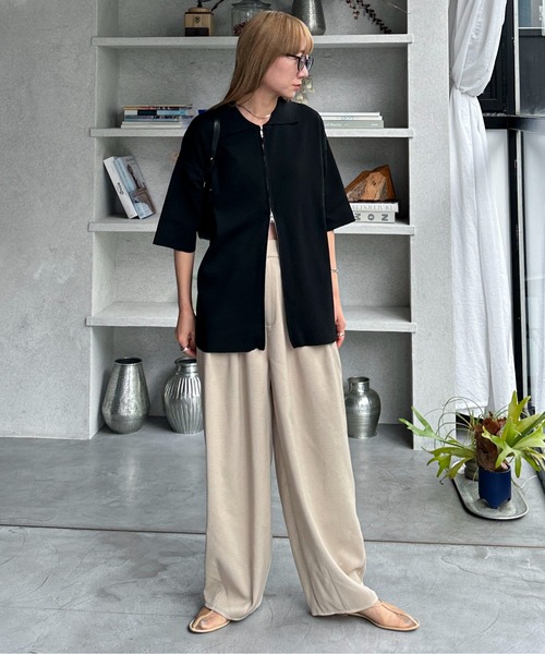 feepur（フェピュール）の「【セットアップ可】コンフォートツイードツータックカーブスラックス（スラックス・レディース・グレー/ベージュ/アイボリー/ブラウン・MEDIUM/SMALL）」の7枚目の写真