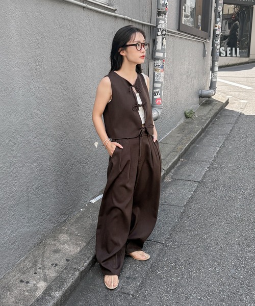 セール】【セットアップ可】コンフォートツイードツータックカーブ