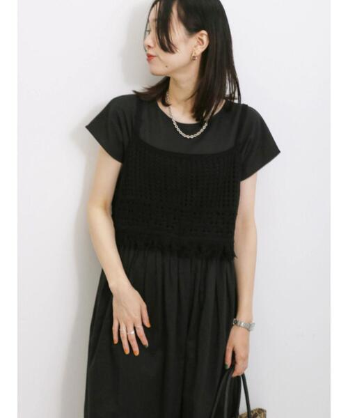 Samansa Mos2 blue（サマンサモスモスブルー）の「【Made in India】ウエスト切替ワンピース（ワンピース・レディース・ブルー/レッド系その他/ブラック・F）」の10枚目の写真