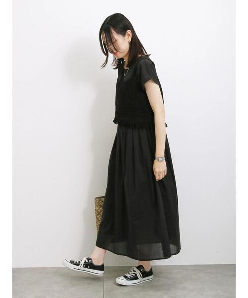 Samansa Mos2 blue（サマンサモスモスブルー）の「【Made in India】ウエスト切替ワンピース（ワンピース・レディース・ブルー/レッド系その他/ブラック・F）」の12枚目の写真