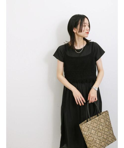 Samansa Mos2 blue（サマンサモスモスブルー）の「【Made in India】ウエスト切替ワンピース（ワンピース・レディース・ブルー/レッド系その他/ブラック・F）」の13枚目の写真