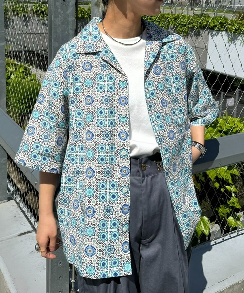 CIAOPANIC TYPY(チャオパニックティピー)の「アフリカンバティックアソート柄オープンカラーシャツ(シャツ/ブラウス・メンズ・オフホワイト/グリーン/ブルー・MEDIUM/LARGE)」の14枚目の写真