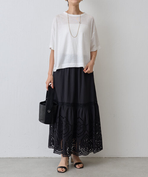 BEARDSLEY（ビアズリー）の「ラミーショートTシャツ（Tシャツ/カットソー・レディース・ブラウン/ホワイト/ブラック・FREE）」の5枚目の写真