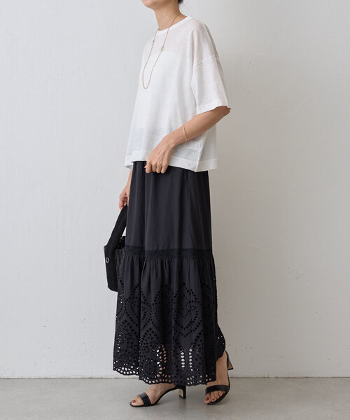 BEARDSLEY（ビアズリー）の「ラミーショートTシャツ（Tシャツ/カットソー・レディース・ブラウン/ホワイト/ブラック・FREE）」の6枚目の写真