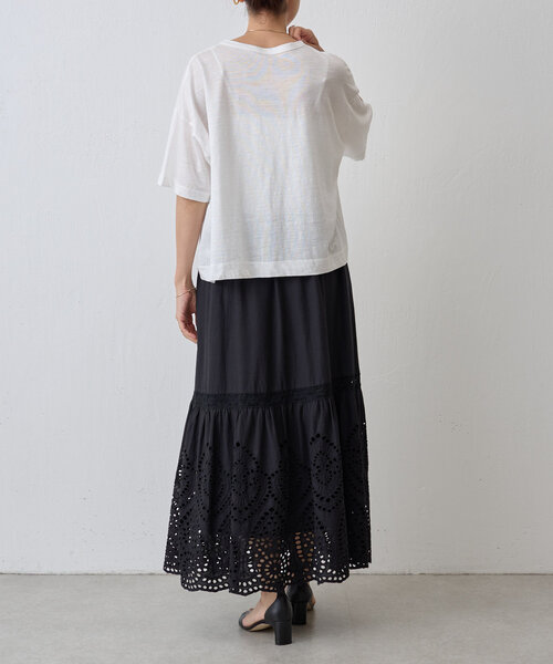 BEARDSLEY（ビアズリー）の「ラミーショートTシャツ（Tシャツ/カットソー・レディース・ブラウン/ホワイト/ブラック・FREE）」の8枚目の写真