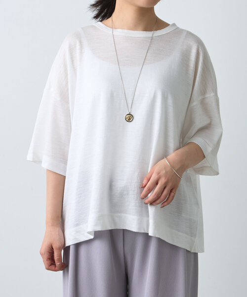 BEARDSLEY（ビアズリー）の「ラミーショートTシャツ（Tシャツ/カットソー・レディース・ブラウン/ホワイト/ブラック・FREE）」の13枚目の写真