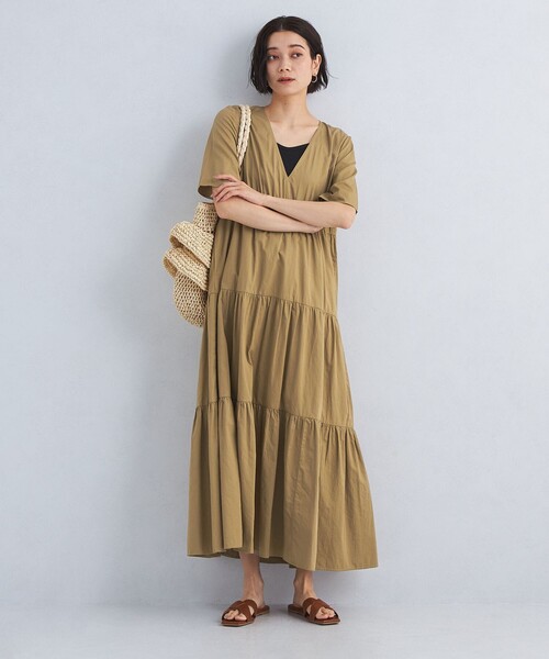 ○専用美品グリーンレーベルリラクシングインド綿ティアードマキシプリントワンピース グリーンレーベルリラクシング ティアード マキシプリント