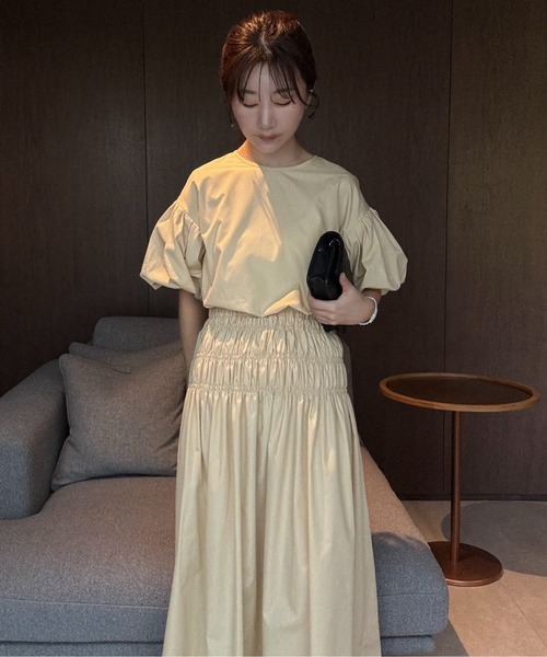 ワンピース I_am puff sleeve shirring design ops I_am（アイアム）の「puff sleeve shirring design ops
