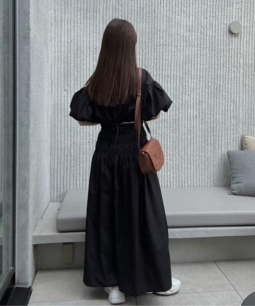 ワンピース I_am puff sleeve shirring design ops I_am（アイアム）の「puff sleeve shirring design ops