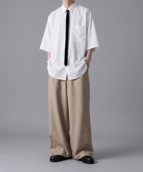 ato(アトウ)の「Crepe de Chine HALF SLEEVE SHIRT(シャツ/ブラウス・メンズ・ホワイト/ブラック/グレー・44/46/48)」の5枚目の写真