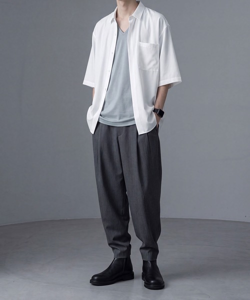 ato(アトウ)の「Crepe de Chine HALF SLEEVE SHIRT(シャツ/ブラウス・メンズ・ホワイト/ブラック/グレー・44/46/48)」の6枚目の写真