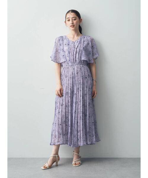 【セール】ラインフラワー柄プリーツワンピース(ワンピース)|YECCA VECCA(イェッカヴェッカ) 【セール】ラインフラワー柄プリーツワンピース(ワンピース)|YECCA VECCA(イェッカヴェッカ)