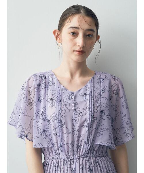 【セール】ラインフラワー柄プリーツワンピース(ワンピース)|YECCA VECCA(イェッカヴェッカ) 【セール】ラインフラワー柄プリーツワンピース(ワンピース)|YECCA VECCA(イェッカヴェッカ)