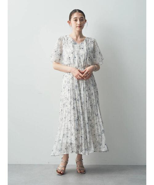 【セール】ラインフラワー柄プリーツワンピース(ワンピース)|YECCA VECCA(イェッカヴェッカ) 【セール】ラインフラワー柄プリーツワンピース(ワンピース)|YECCA VECCA(イェッカヴェッカ)