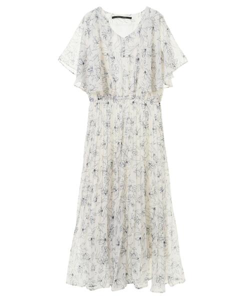 【セール】ラインフラワー柄プリーツワンピース(ワンピース)|YECCA VECCA(イェッカヴェッカ) 【セール】ラインフラワー柄プリーツワンピース(ワンピース)|YECCA VECCA(イェッカヴェッカ)